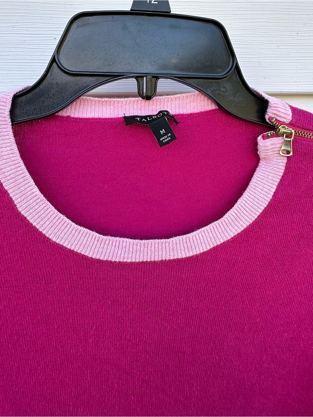 Talbots Women's Magenta Contrast-Hem Sweater - Picture 5 of 6